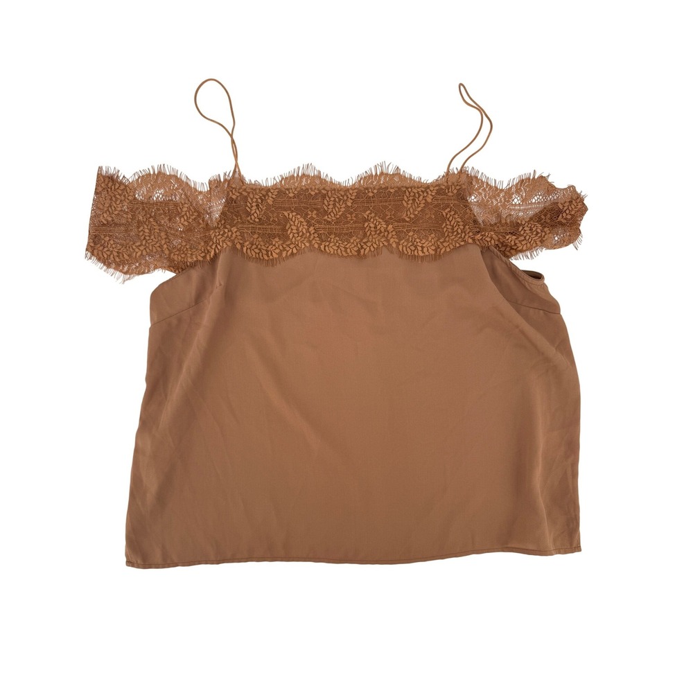 NSR Napean Sea Rd Brown Eyelash Lace Trim Cami Top XL New With Tags